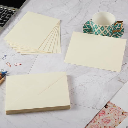 50 Pack A6 Envelopes for 4 x 6 Greeting Cards, Birthday Party, Photos, Baby Shower and Wedding Invitation Cards, 6 1/2 x 4 3/4 Inches (Cream Color)