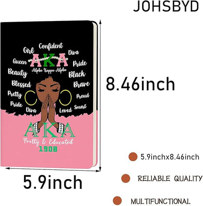 AKA Sorority Gift Leather Notebook for Women Girls Pink and Green Greek Sorority Journal Notebook Sisterhood Graduation Gift (3)