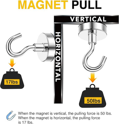 DIYMAG Magnetic Hooks, 50 LB Heavy Duty Magnet with Hooks,20 Packs Strong Rare Earth Neodymium Magnet Hooks for Hanging, Magnetic Hanger for Curtain, Home, Kitchen, Workplace