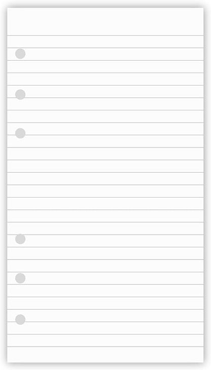 200 Sheets A6 Lined Paper for Filofax Personal Binder Planner, White 100gsm Ruled Pages, 6 Hole Punched, 3.75 x 6.75 Inch