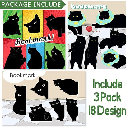 Magnetic Bookmarks - 18 Pieces Assorted Cute Book Markers Clip Set for Teachers Students Book Lovers Reading, for School Office Home Supplies, Kawaii Cat Magnet Page Markers