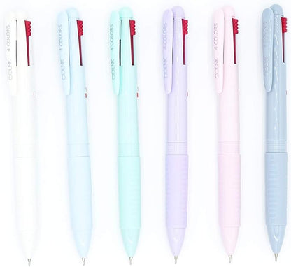 COLNK Multicolor Ballpoint Pen 0.5, 4-in-1 Colored Pens Fine Point,Ballpoint Gift Pens for Planner Journaling,Assorted Ink, 6-Count