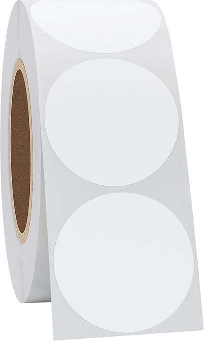 Hybsk 1.5 inch Circle Color Direct Thermal Stickers Shipping Labels for Barcodes,Name Tag,DIY Logo Design,Inventory– Compatible with Zebra,Rollo,Munbyn,and More-1000 pcs (1.5 inch,White)