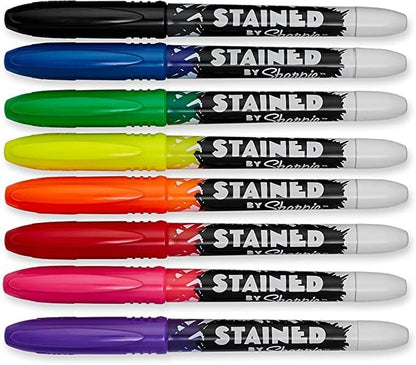 Sharpie Stained Fabric Markers, Brush Tip, Assorted Colors, 8 Count