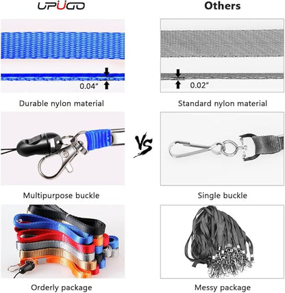 6 Pack Neck Lanyard with ID Badge Holder, Office Strap Lanyards, Stainless Metal Swivel Hook for Name Tag, Badge Holders, Keychains, Card, Blue