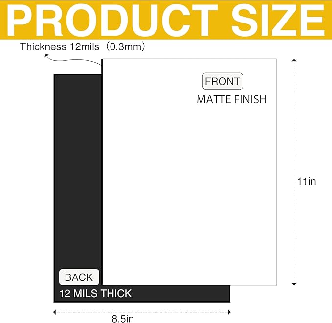 Matte Printable Magnetic Sheets,Non Adhesive,12 Mils Thick 60pcs Magnet Paper for Inkjet Printer in Office,Flexible Magnetic Printer Photo for DYE Ink