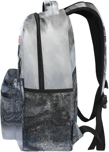 AUUXVA Custom School Backpack for Boys Kids with Name/Text Personalized Bookbag Add Your Name Customized Backpack Vintage Train School Bag Laptop Backpack Travel Camping Daypack