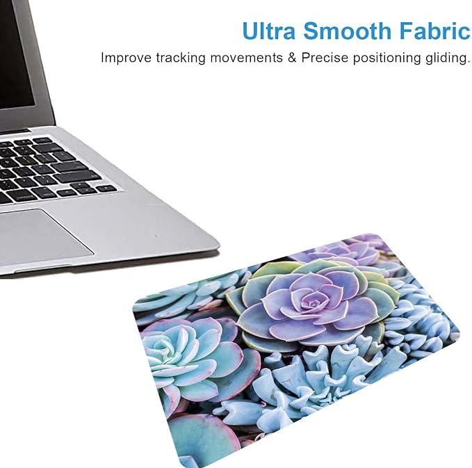 Cute Mouse Pad,Succulents Mouse Pad,Mouse Mat Square Waterproof Mouse Pad Non-Slip Rubber Base Mousepad for Office Laptop, 9.5"x7.9"x0.12" Inch