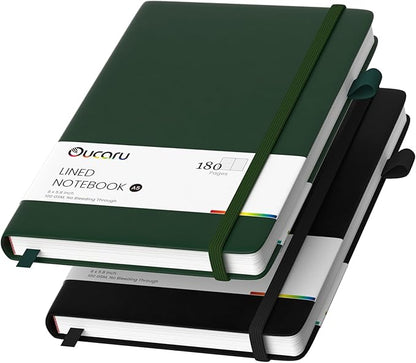 Lined Journal Notebook, 2 Pack, 180 Pages, A5 Journals for Writing, 100 GSM Thick Paper, Small Notebooks Daily Journal for Women Men Work, Business, School, Travel Supplies