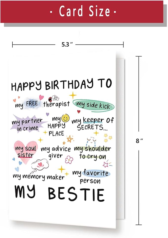 Funny Birthday Card for Women Sister, Happy Bday Gifts for Bestie, Bestie Birthday Card, Friendship Birthday Card, Best Friend Birthday Card,Happy Greeting Card for Niece MQMR-11-BH