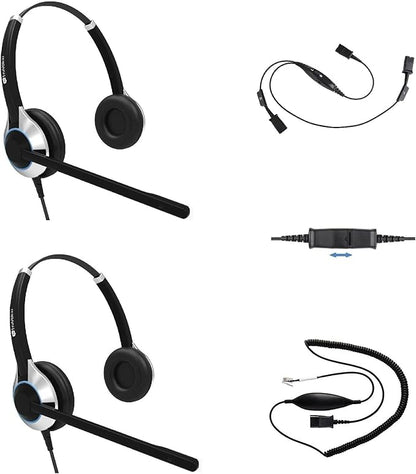 TruVoice Headset Training Solution (Includes 2 x HD-550 Premium Double Ear Headsets with Noise Canceling Microphone,Training Cord and Smart Lead - Works with 99% of Phones with Headset Port)