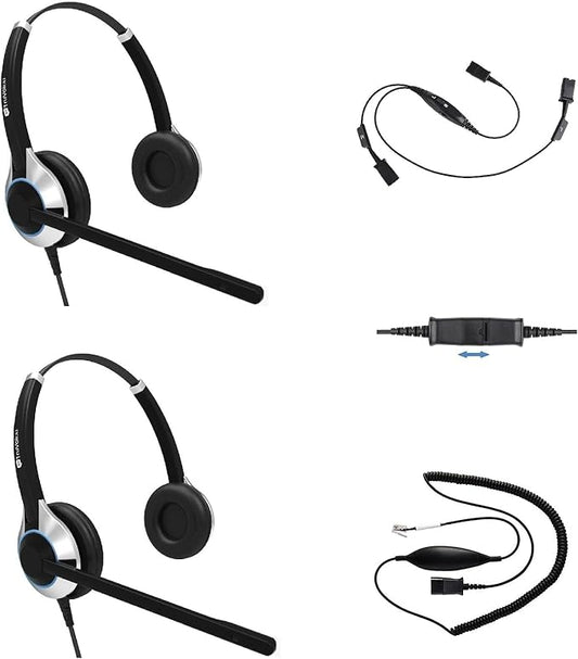 TruVoice Headset Training Solution (Includes 2 x HD-550 Premium Double Ear Headsets with Noise Canceling Microphone,Training Cord and Smart Lead - Works with 99% of Phones with Headset Port)