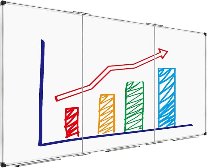 XBoard Magnetic Whiteboard 96 x 48 Inch, Giant Foldable Dry Erase White Board for Wall with Marker Tray 8' x 4' | Aluminum Frame Presentation Board