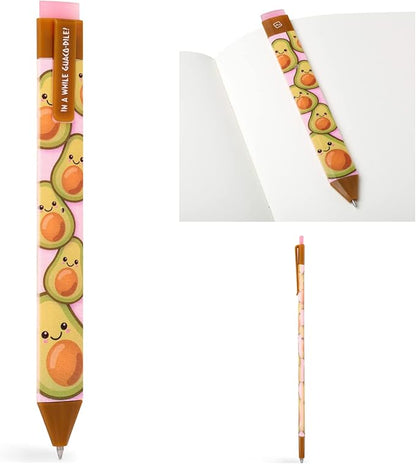 New Pen Bookmark with Refills | Erasable Ballpoint Gel Pen and Bookmark 3-in-1 | Ink Novelty Pen with Eraser | Page Marker | Book Marker | Page Holder Clip | Gift for Reader and Writer (Avocado)