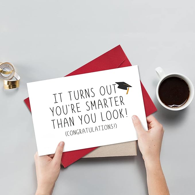 Ogeby Funny Graduation Card Gifts for Him Her, Cute Graduation Card, Turns Out You're Smarter Than You Look