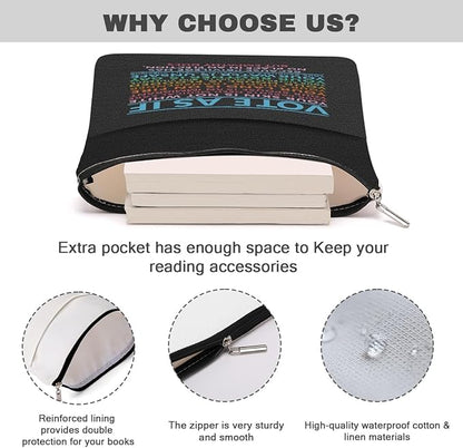 Book Themed Gifts Waterproof Book Sleeve Book Pouch LGBT Equality Rights Reading Gifts for Women Friend Book Covers for Paperbacks Book Accessories Book Protector with Zipper and Front Pocket