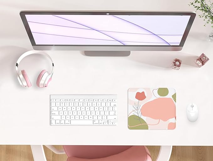 eulps Mouse Pad with Stitched Edge, Multiple Patterns Computer Mouse Pads with Non-Slip Rubber Base, Washable Cloth Mousepad, for Gaming, Laptop, PC (Rose Bloom)