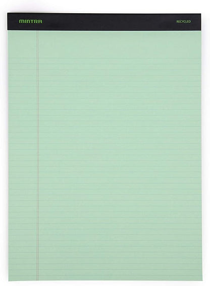 Mintra Office Recycled Writing Pads 6pk (Pastel, Narrow Ruled (8.5in x 11in)) - 50 Sheets per Notepad, Micro perforated, Legal Pad, Notebook Paper for School, College, Office, Business