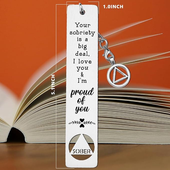 Sobriety Gift for Women Men, Proud of You Sobriety Bookmark, Alcoholics Addiction Stay Clean and Sober Bookmark, Inspirational Christmas Graduation Gifts-DB13