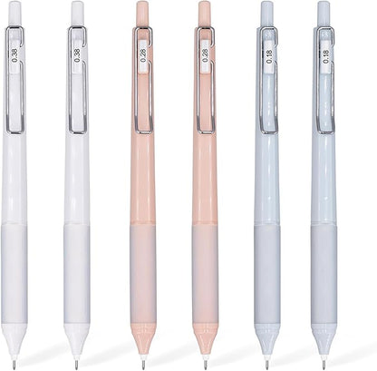 6pcs Gel Pen set, Black Ink Pens 0.18mm /0.28mm / 0.38mm Ultra Fine point Smooth Writing Pens with Silicone Grip, Retractable Cute Pens for Journaling NoteTaking sketching drawing stationery