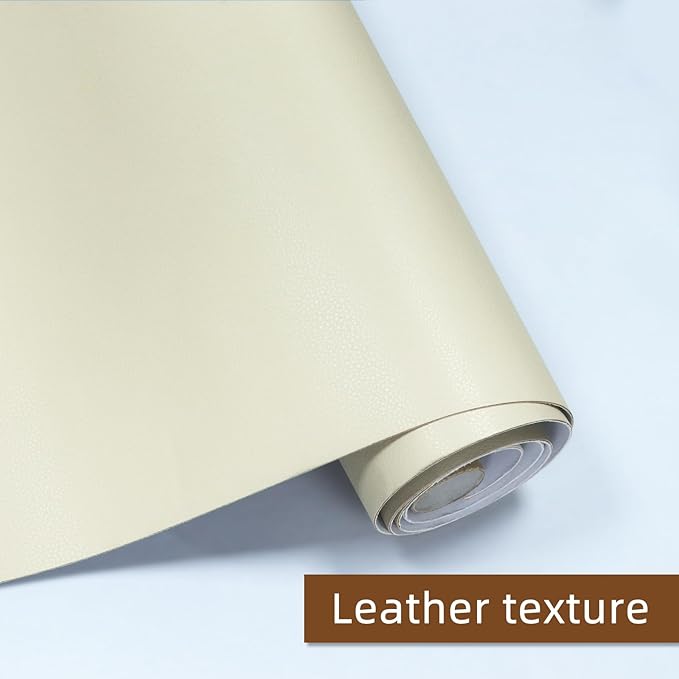 CHEIGHY Leather Repair Patch for Couches Self-Adhesive Leather Repair Tape kit for Furniture Sofa Vinyl Car Seats Couch Chairs Shoes Down Jackets (Beige, 17X79 inch)