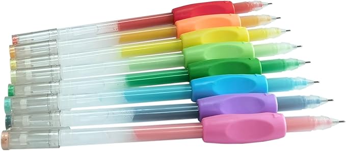 Ergonomic Pencil Grips Silicone 8 Pcs for Kids and Adults Handwriting, Gel Pen Grips with 3 Concaves, 1 Pack 4 Colors