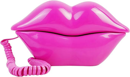 Corded Lip Phone, Benotek Novelty Landline Phone for Home/Office/Shops/Party Decor, Real Wired Funny Mouth Cartoon Telephone for Gift (Rose)