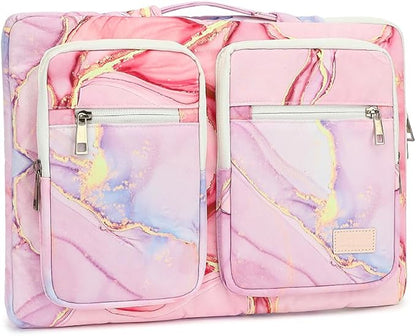 canvaslife 360° Protective Laptop Sleeve Case Bag Cover with Handle For iPad 12.9 inch,MacBook Pro Air 13" and 12.5 inch-13.3 inch Laptop (Pink marble)
