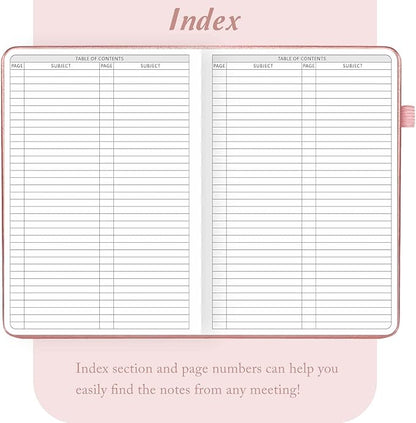 Elegant Meeting Notebook for Work with Action Items, Premium Leatherette Hardcover Meeting Planner with Numbered Pages, 7 x 10" Project Planner Notebook Meeting Notes for Men & Women