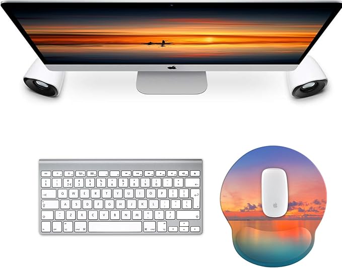 eulps Mouse Pad with Wrist Rest, Comfortable Computer Mousepad with Gel Wrist Support Smooth Surface and Non-Slip PU Base for Pain Relief, Laptop, Office & Home (Oceanic Sunset)