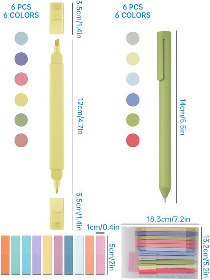 NiArt Bible Note-Taking Kit 6 Dual Tip Highlighters, 6 Gel Pens & 200 Sticky Notes - Versatile, Portable for Bible Study, Journaling, Planning & More with Candy Colors, Precision Tips & Storage Box