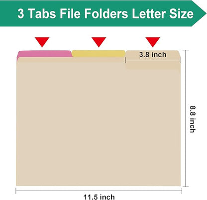 File Folder,1/3 Cut Tab,Beige Letter Size,Great for Organizing and Easy File Storage,18 Per Box