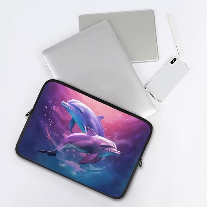 Dolphin Laptop Protective Sleeve for Women Men 12 inch Laptop Covers with Large Capacity Lap Top Case Lightweight Computer Sleeve Bag Suitable Gifts for Holidays Tablet Bag Purple