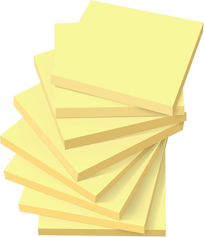 (8 Pack) Sticky Notes 3x3 in Canary Yellow, Clean Removal, Recyclable, Self-Stick Pads, Easy to Post for Home, Office, Notebook
