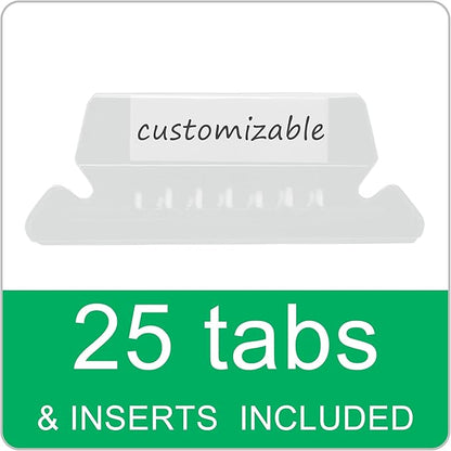 25 Packs Hanging File Folders,Blue Letter Size File Folder,Designed for Bulky Files,Filing Cabinet,1/5 Adjustable Cut Tabs for Office,School,Home