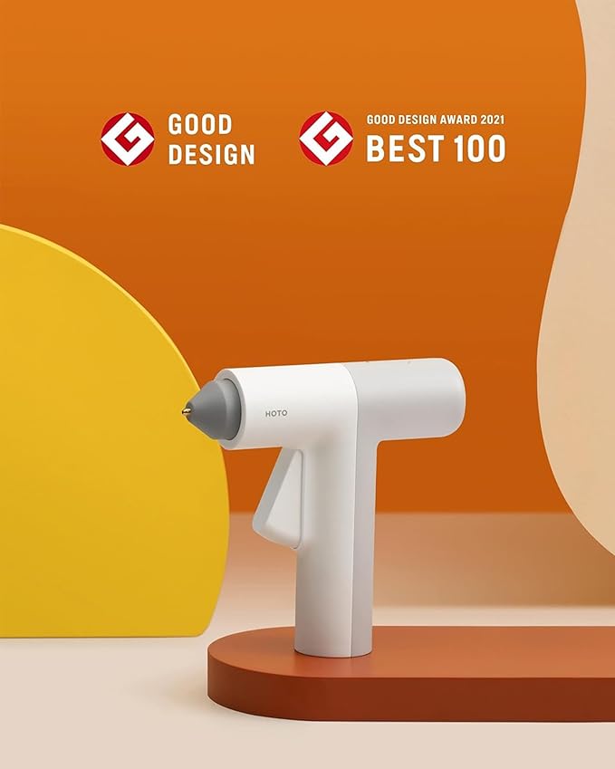 HOTO Cordless Hot Glue Gun, Minimalist Style, 30S Heating Fast, Smart-Power-off, Compact Size, USB-C Rechargeable, Intelligent Temperature Control, 10 Glue Sticks for Crafts, DIY Arts, Home Repairs