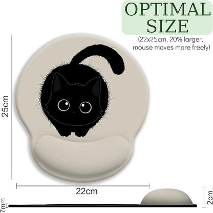 Cat Lovers Ergonomic Mouse Pad with Wrist Rest, Mouse Pads for Desk, Gaming Mouse Pad with Wrist Support, Funny Mousepad with Non-Slip Pain Relief PU Base, Cute Office Desk Accessories Decor