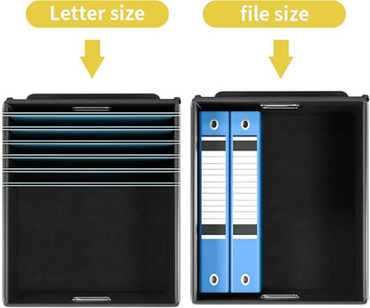 Huolewa Collapsible File Storage Organizer Box with Lid, Linen Document Storage Organization, Universal Hanging Filing Box for Letter/Legal Folder, Decorative Office/Home File Bins - yellow, box only