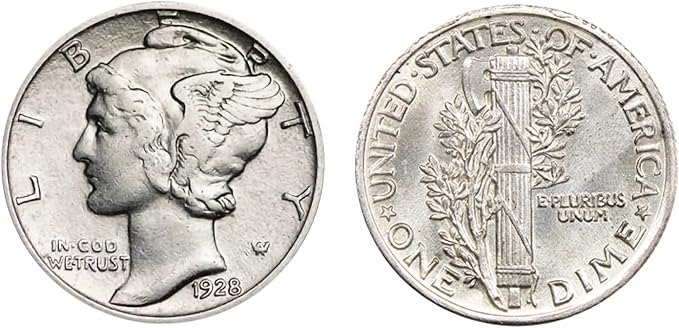 American Coin Treasures Coin Letter Opener Mercury Dime- Antiqued Silvertone Brass Handle-Genuine United States Coin