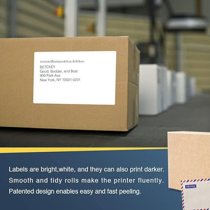 BETCKEY - Compatible Shipping Labels Replacement for Brother DK-1241 (4" x 6"), Use with Brother QL Label Printers [6 Rolls + 1 Reusable Cartridge]
