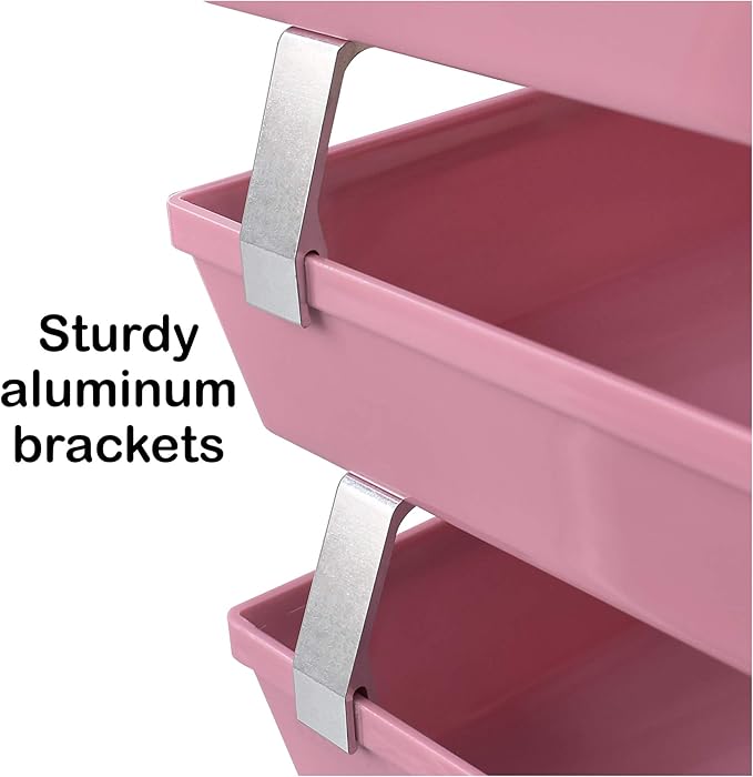 Acrimet 4 Tier Side Load Letter Tray Facility, Desktop File Organizer, A4 Letter Size Paper Organizer, Minimalist Storage Solution Paper Tray for Office, Home, Classroom (Plastic, Solid Pink Color)