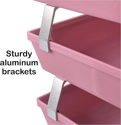 Acrimet 4 Tier Side Load Letter Tray Facility, Desktop File Organizer, A4 Letter Size Paper Organizer, Minimalist Storage Solution Paper Tray for Office, Home, Classroom (Plastic, Solid Pink Color)