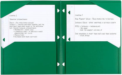 Five Star 2-Pocket Folder, Plastic Folder with Stay-Put Tabs, Fits 3 Ring Binder, Holds 8-1/2" x 11" Paper, Green (333420E-ECM)
