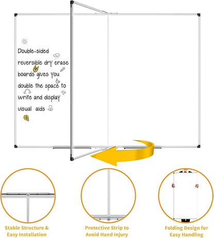 XBoard Magnetic Whiteboard 72 x 48 Inch | Giant Foldable Dry Erase White Board for Wall with Marker Tray 6' x 4' | Extra Large Aluminum Frame Folding Message Presentation Board