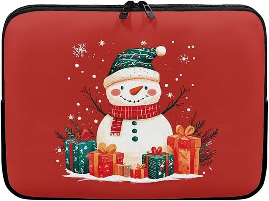 Cute Snowman Laptop Sleeve for Women Teen Girls 15 inch Laptop Protector with Multiple Uses Computer Carrying Case Christmas Tablet Bag Lap Top Case Men Laptop Protector