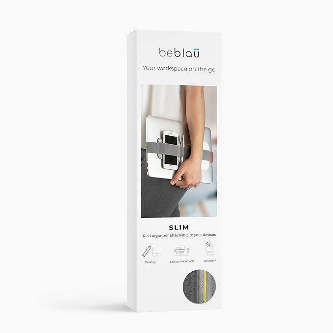 Beblau Slim Portable Tech Organizer – Attachable Laptop & Notebook Accessory | Fits 13"-17" | Backpack Insert & Desk Organizer | Office, Home, & School | Work-from-Home Essentials Gift