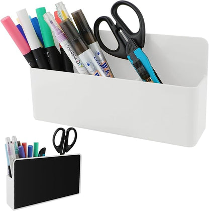 Magnetic Pen Holder,3 Compartments Magnetic Dry Erase Marker Holder,Extra Strong Magnet Storage Marker Pen Pencil Organizer for Refrigerator,Whiteboard,Locker Accessories(Long Style)