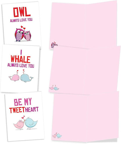 The Best Card Company - 10 Funny Assorted Blank Humor Notecards Box Set 4 x 5.12 Inch w/Envelopes Play on Words for Men, Women (10 Designs, 1 Each) - Loving Puns Gone Wild M5660OCB-B1x10