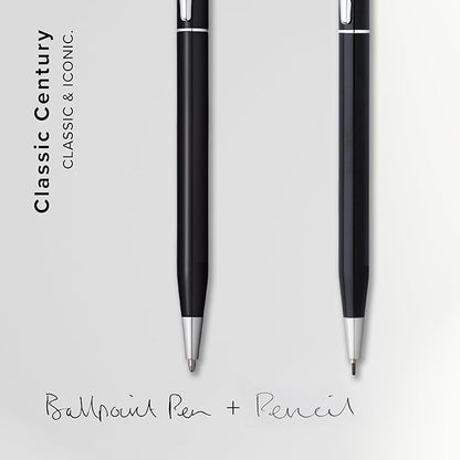 Cross Classic Century Black Lacquer Ballpoint Pen & 0.7mm Pencil with Chrome Appointments