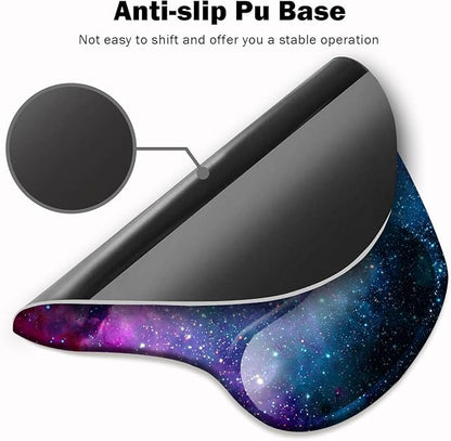 Ergonomic Mouse Pad with Wrist Support,Mouse Pads with Non-Slip PU Base for Home Office Working Studying Easy Typing & Pain Relief Blue Nebula